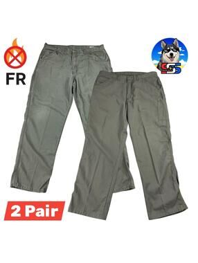 Riverside Fire Resistant Utility Work Pants Olive Green Men's 40 X 30 ( 2 Pair )